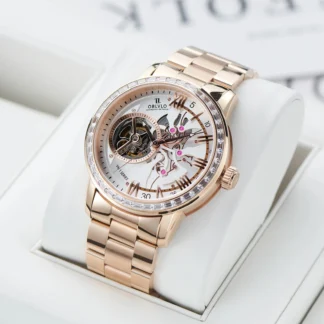 Men’s Rose Gold Skeleton Automatic Luxury Watch