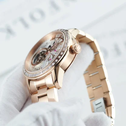 Men’s Rose Gold Skeleton Automatic Luxury Watch
