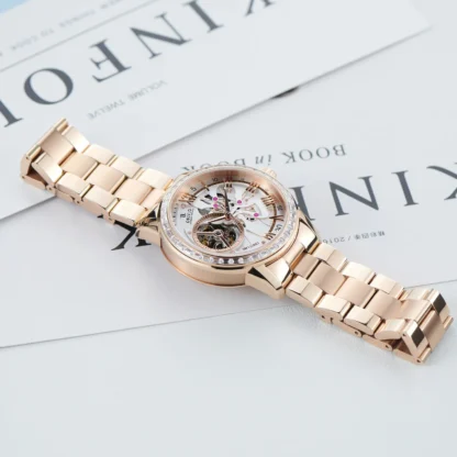 Men’s Rose Gold Skeleton Automatic Luxury Watch