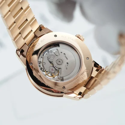 Men’s Rose Gold Skeleton Automatic Luxury Watch